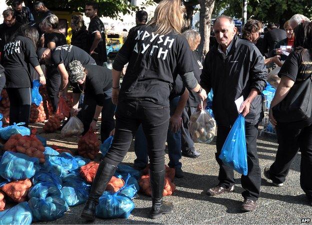 Golden Dawn food distribution, Athens 2012