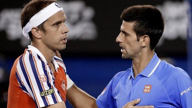 Novak Djokovic (right) and Gilles Muller