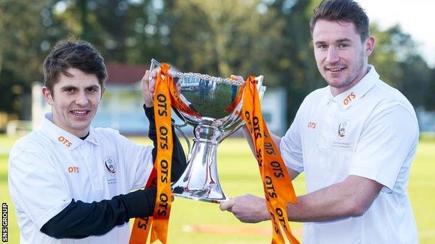 Dundee United duo Callum Morris and Charlie Telfer (left) look ahead to their League Cup semi final clash with Aberdeen