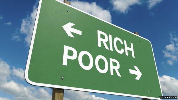 Sign saying rich and poor