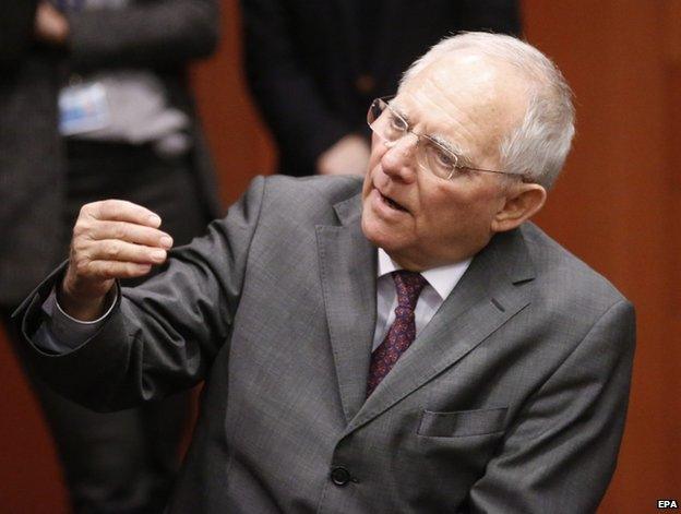 German Finance Minister Wolfgang Schaeuble in Brussels, 26 January