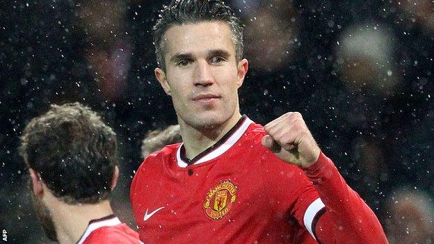 Manchester United forward Robin van Persie has scored eight Premier League goals this season