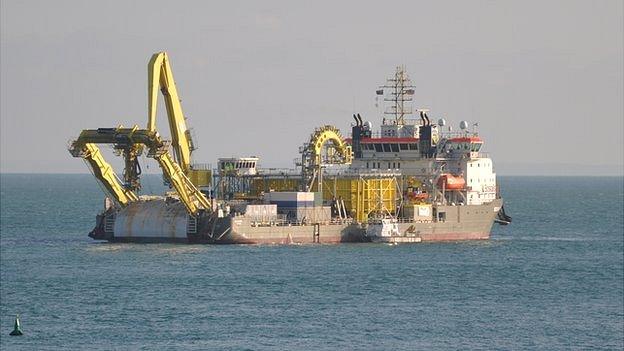 Ndurance undersea electricity cable repair ship off Guernsey