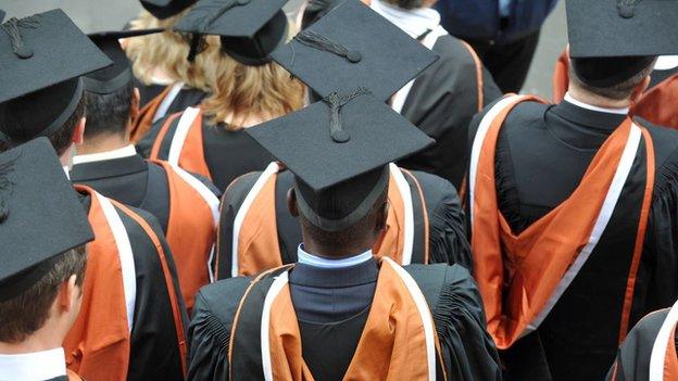 Students wearing mortarboards