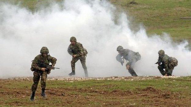 Army training exercise on Salisbury Plain