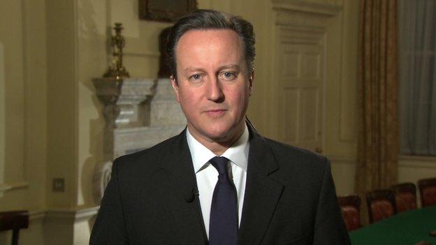 David Cameron speaking from the Cabinet Room in Downing Street