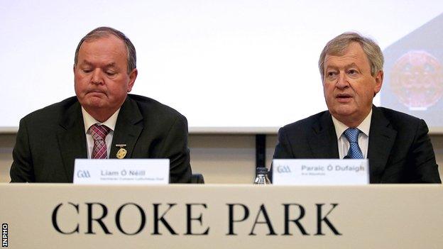 GAA president Liam O'Neill and the association's director general Paraic Duffy