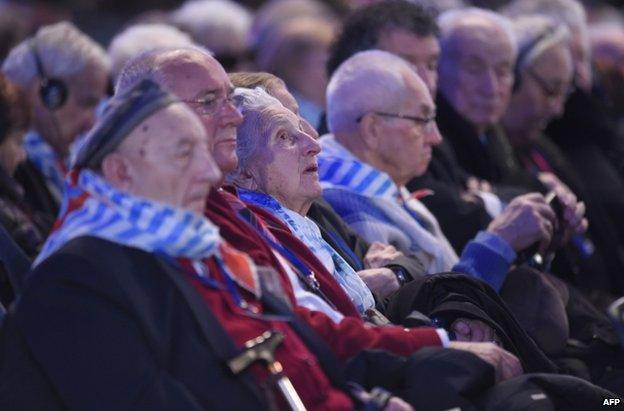 Auschwitz survivors at the 70th anniversary ceremony, 27 January