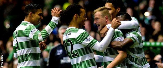 Celtic reached the last four with a 6-0 victory at home to Partick Thistle