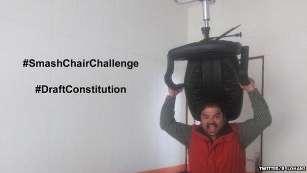 Tweet from Bigyan Lohani about his #SmashChairChallenge