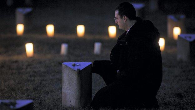 Commemoration at Jewish cemetery in Terezin, 27 Jan 15