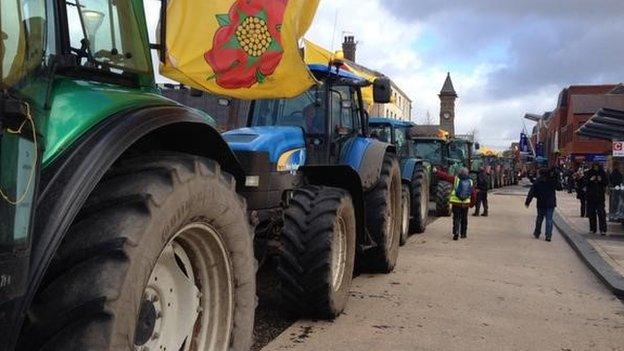 Convoy protest outside Lancashire County Council's County Hall officers