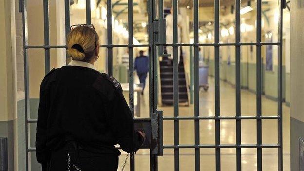 Prison officer locking gates