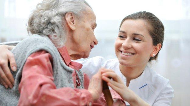 Woman with carer