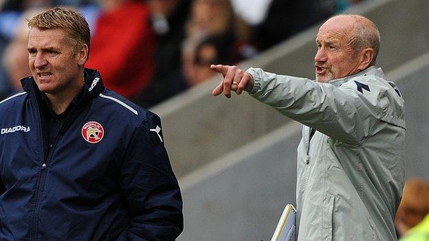 Walsall manager Dean Smith and his number two, Richard O'Kelly