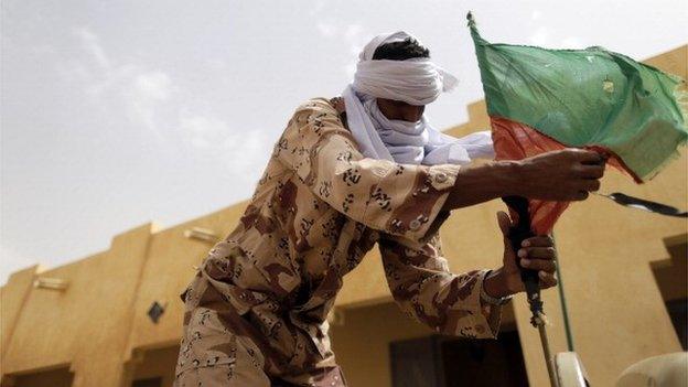 An MNLA fighter in KIdal, northern Mali, on 27 July 2013