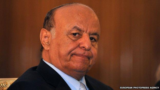 Yemeni president Abdo Rabbo Mansour Hadi, seen on 17 March 2013