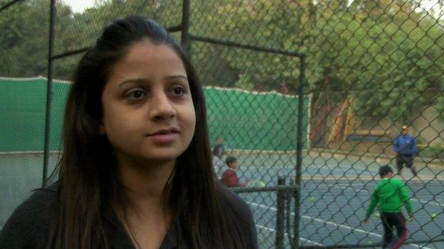 Tennis Mum Gayatri Singh at a tennis lesson