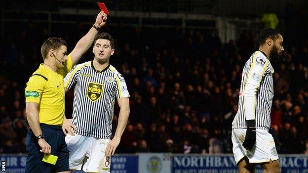 Steven McLean sends off St Mirren striker Yoann Arquin