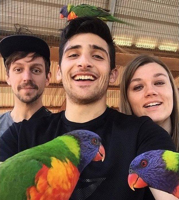 lorikeets selfie