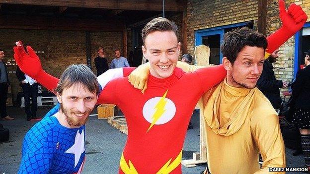 Benjamin Preisler Herbst and friends in superhero outfits