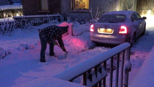 The shovel was at the ready for this early riser near Hannahstown