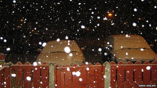 Vehicles covered in snow at Craigavon, County Armagh