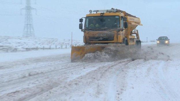 Snow plough on A66 in Cumbria