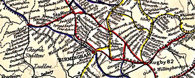 Bradshaw railway map, 1852
