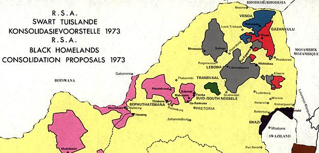 South Africa Homelands map, 1973