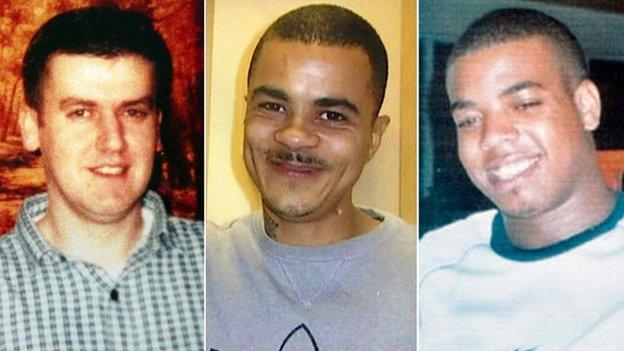 Left to right: Robert Hamill, Mark Duggan and Azelle Rodney