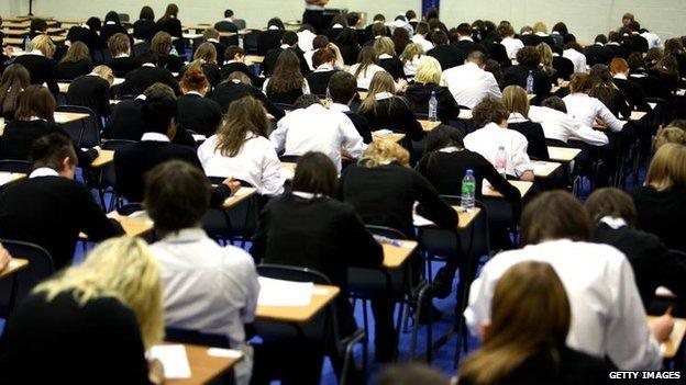 School pupils sitting exams