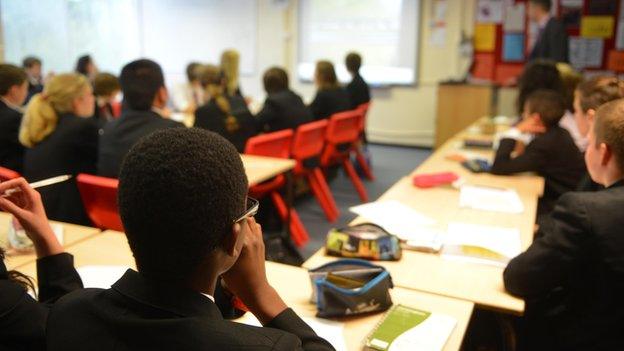 Classroom with many kids at desks
