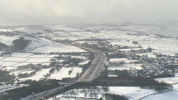 The M62 in the snow
