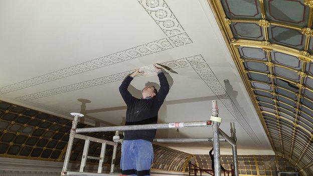 The ceiling being restored