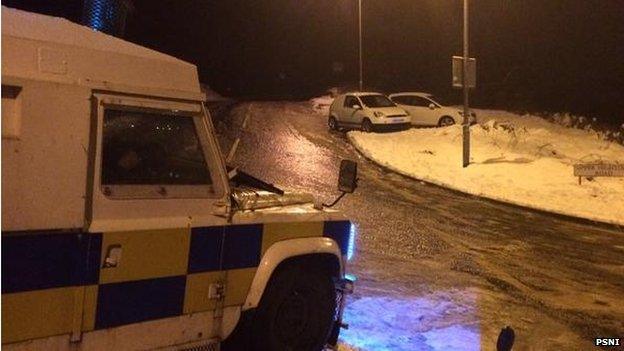 Police said weather conditions were bad on the Upper Hightown Road and appealed to the public to avoid the area and to obey the cordon and diversion signs