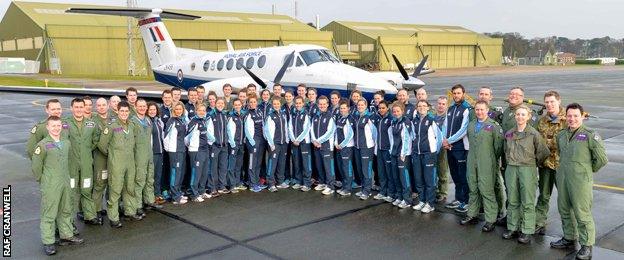 The England squad and coaches at RAF Cranwell