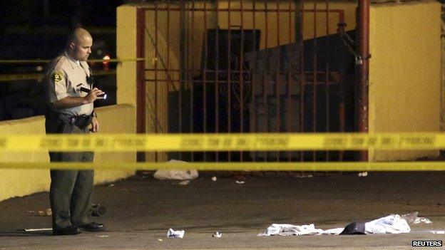 Police officer investigating crime scene