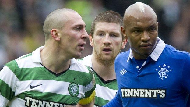 Celtic captain Scott Brown and Rangers' El Hadji Diouf