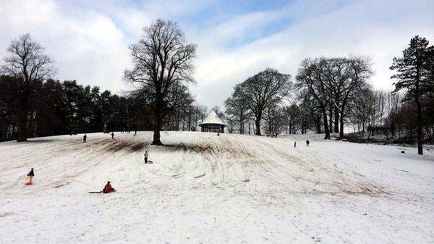 Sledging in Leek's Brough Park