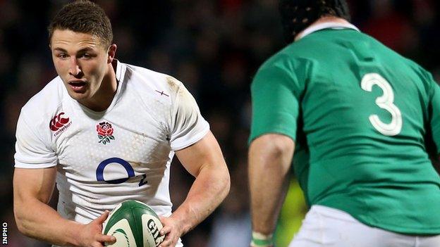 Sam Burgess in action for England Saxons in the 'A' international against Ireland