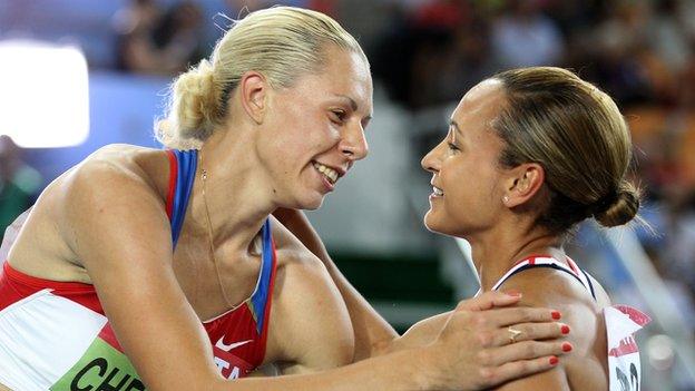 Tatyana Chernova and Jessica Ennis