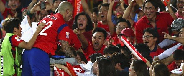 South Korea celebrate equaliser