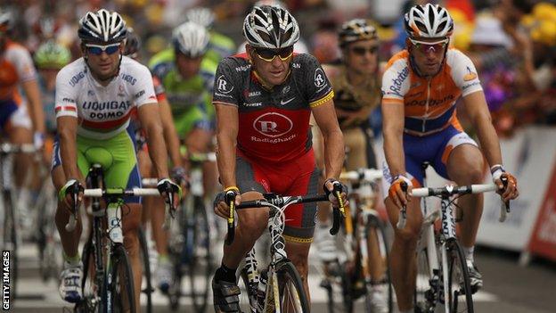 Lance Armstrong in action during the 2010 Tour de France