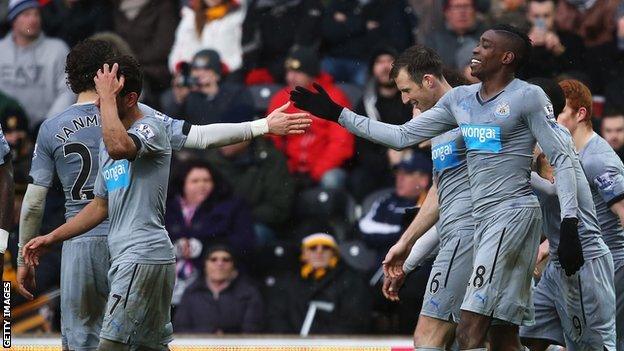 Sammy Ameobi (right) is congratulated after scoring for Newcastle