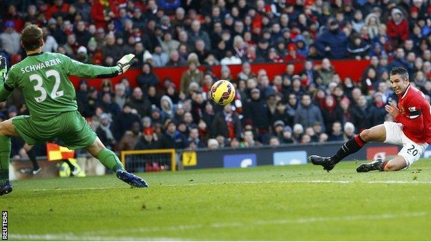 Robin van Persie gives Man Utd the lead