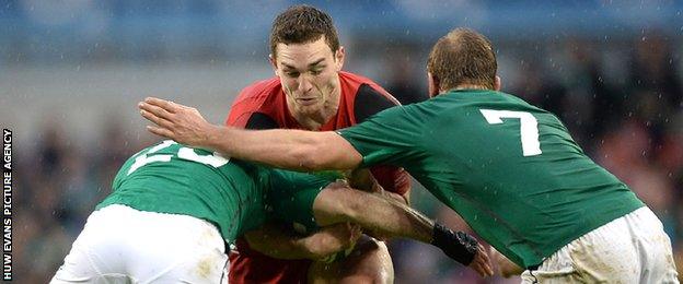 George North runs into tough Ireland defence in 2014.