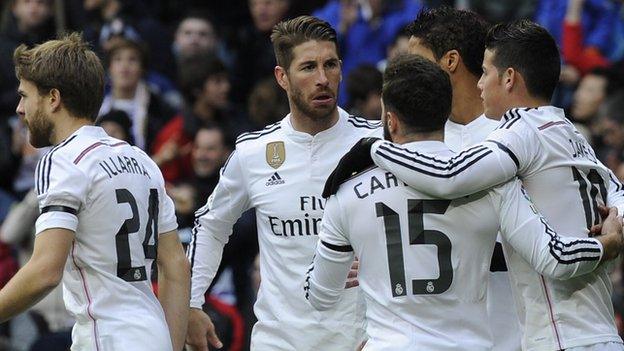 Real Madrid players celebrate