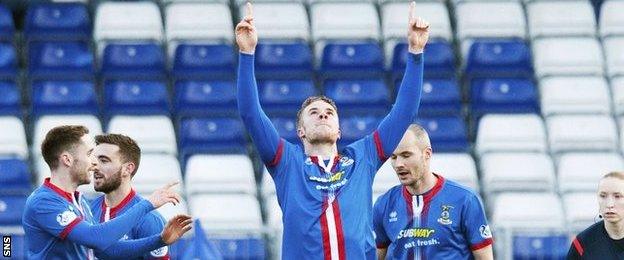 Marley Watkins celebrates his goal for Inverness