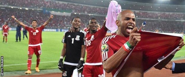 Equatorial Guinea players celebrate